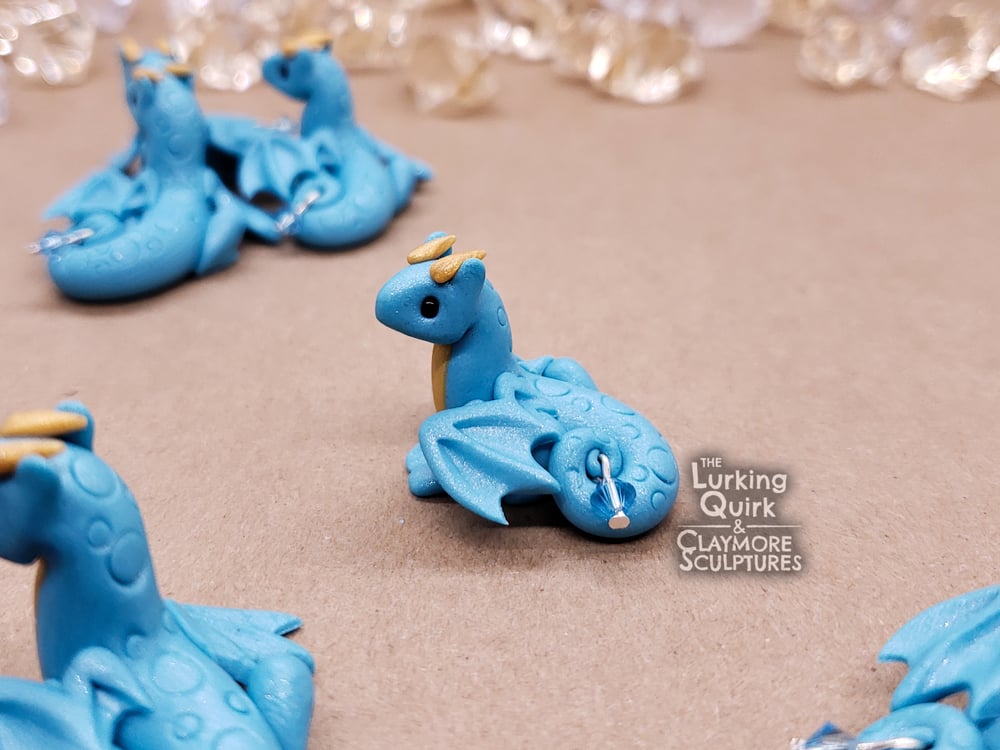 March | Aquamarine - Mini Polymer Clay Birthstone Dragon