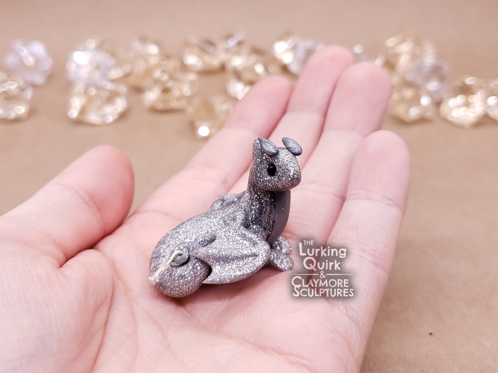 April | Diamond - Mini Polymer Clay Birthstone Dragon