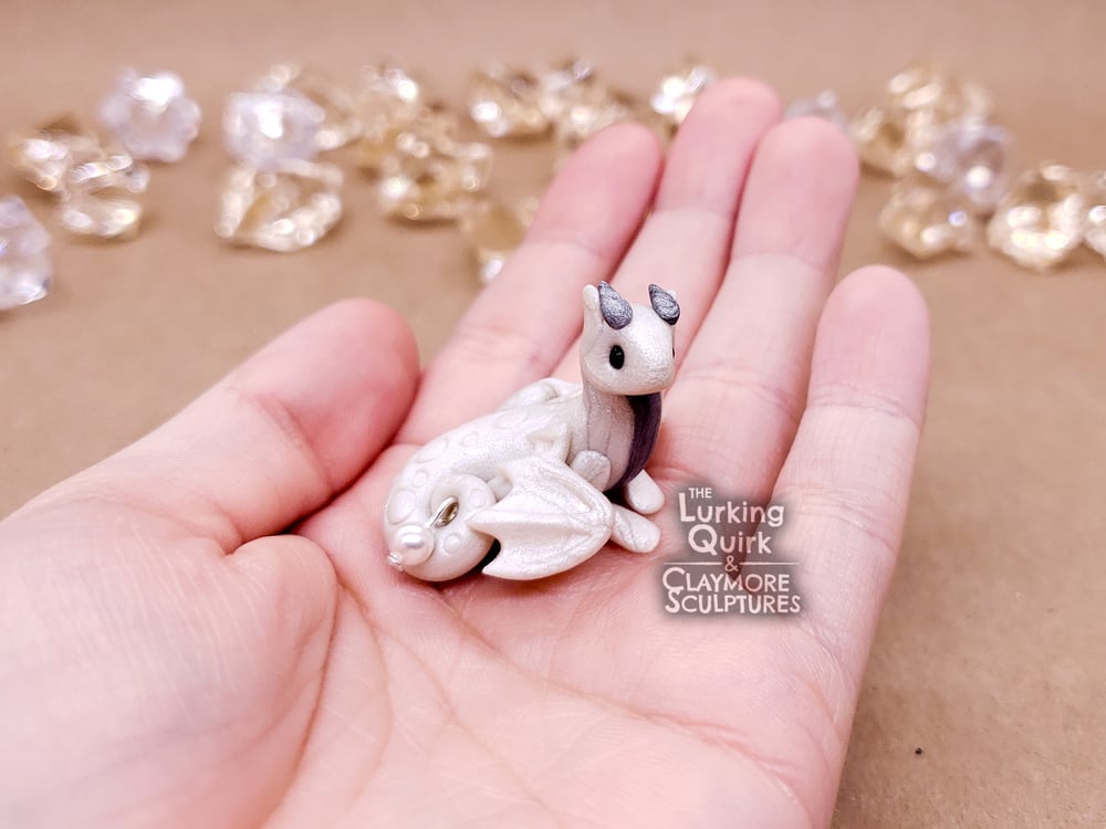 June | Pearl - Mini Polymer Clay Birthstone Dragon