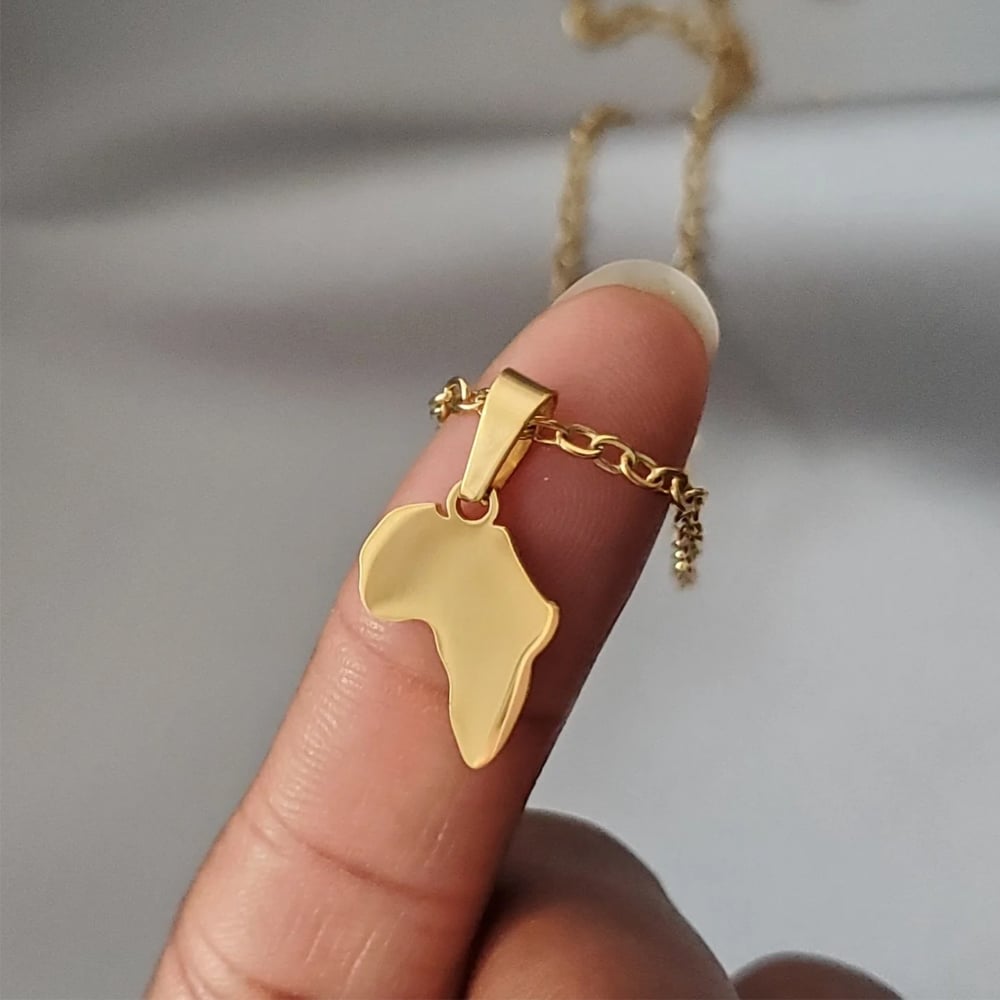 Image of Mini Africa Map Pendant Necklace