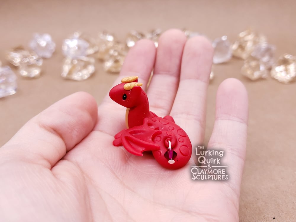 July | Ruby - Mini Polymer Clay Birthstone Dragon