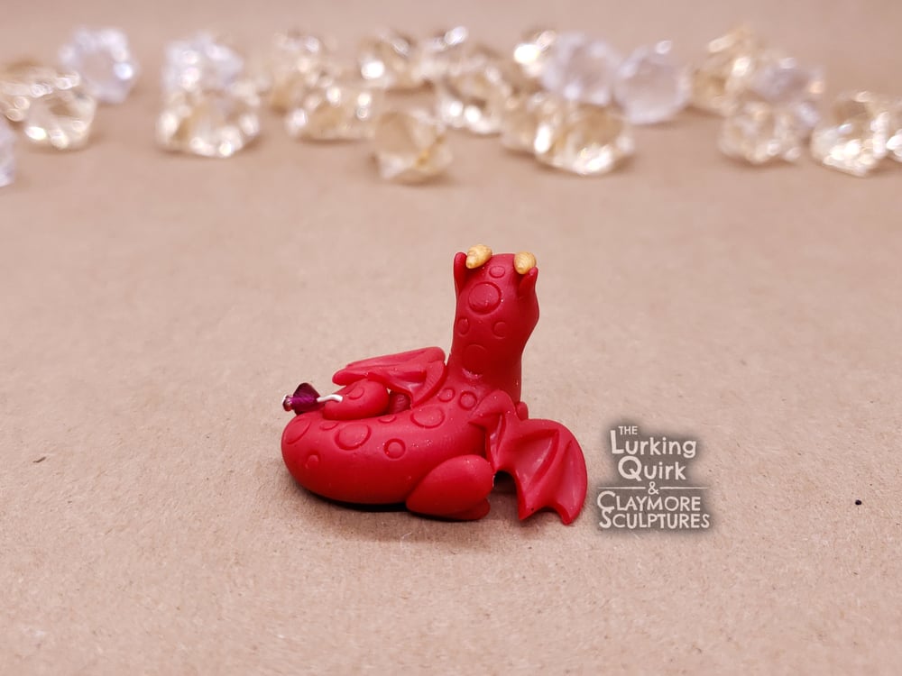 July | Ruby - Mini Polymer Clay Birthstone Dragon