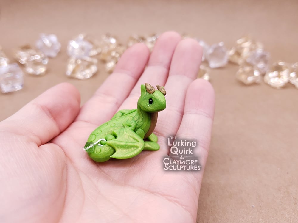 August | Peridot - Mini Polymer Clay Birthstone Dragon