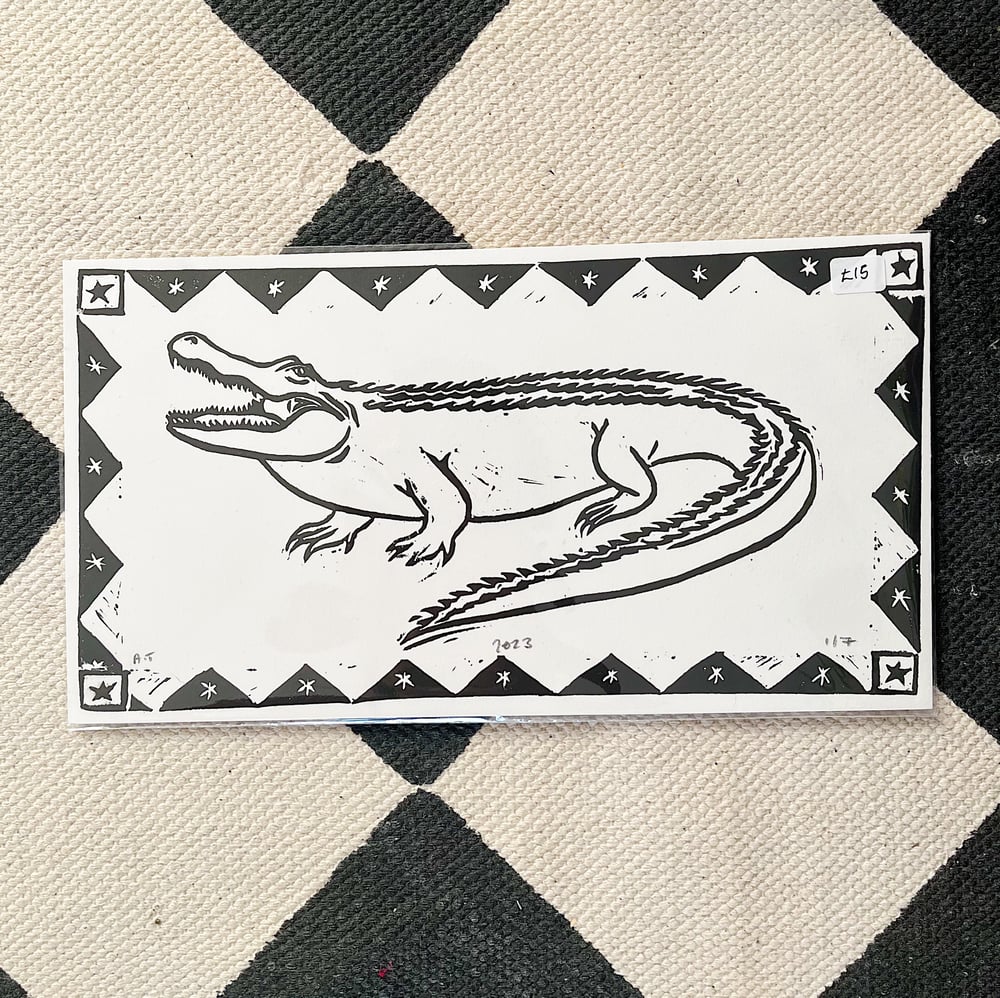 Croc Linocut Print