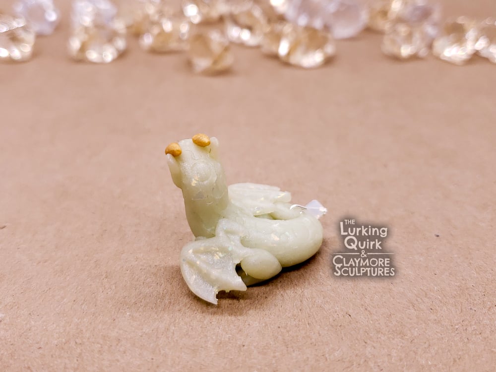 October | Opal - Mini Polymer Clay Birthstone Dragon