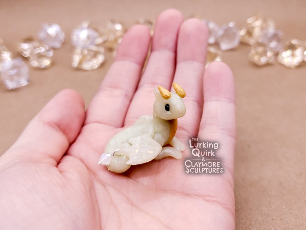 October | Opal - Mini Polymer Clay Birthstone Dragon