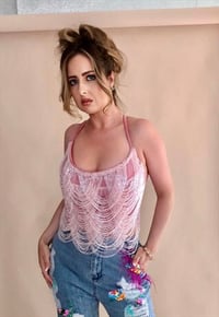 Image 1 of Pink Beaded Top