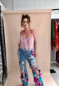 Image 5 of Multi Embellished Feather Jeans