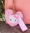 Kawaii kitty heart pompom keychain