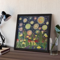 Image of Fantasy Sky Cacti 14”x14” Canvas Acrylic Painting