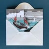 Lugger in a Storm 3D Greeting Card