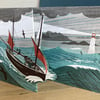 Lugger in a Storm 3D Greeting Card