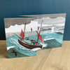 Lugger in a Storm 3D Greeting Card