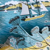 Tall Ship Pendennis Point 3D Greeting Card