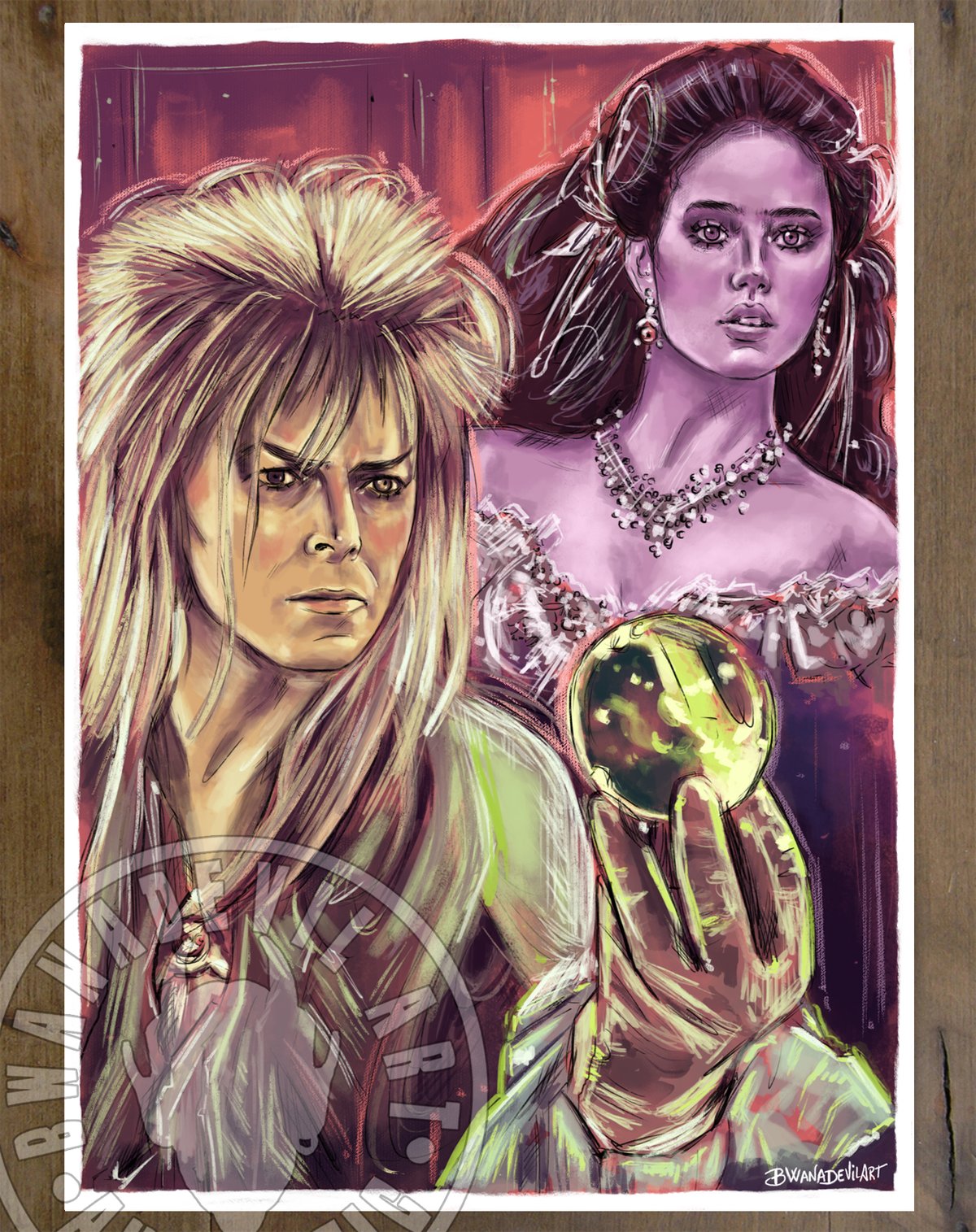 Image of Labyrinth (Jareth and Sarah) 5x7 and 9x12 in. Art Prints