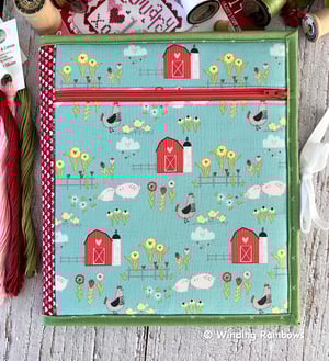 Image of Simple Stitching Organizer/24 Bobbin Pockets/Aqua Poppie Cotton