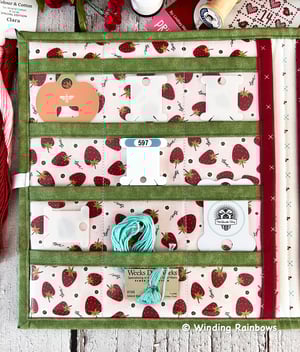 Image of Simple Stitching Organizer/24 Bobbin Pockets/Aqua Poppie Cotton
