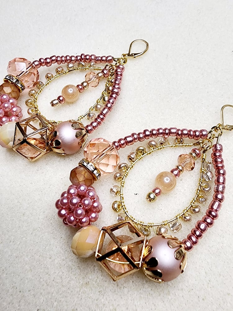 Image of Pink Bling Hoop Earrings 