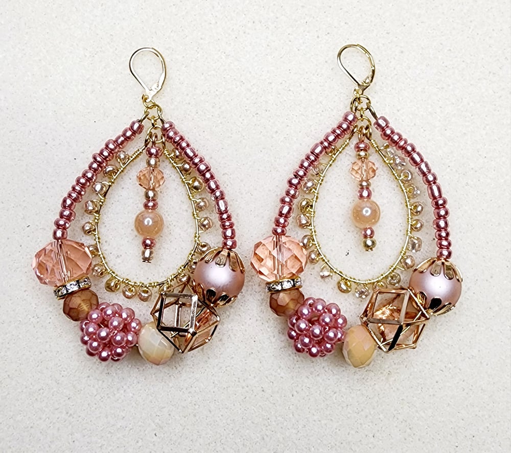 Image of Pink Bling Hoop Earrings 