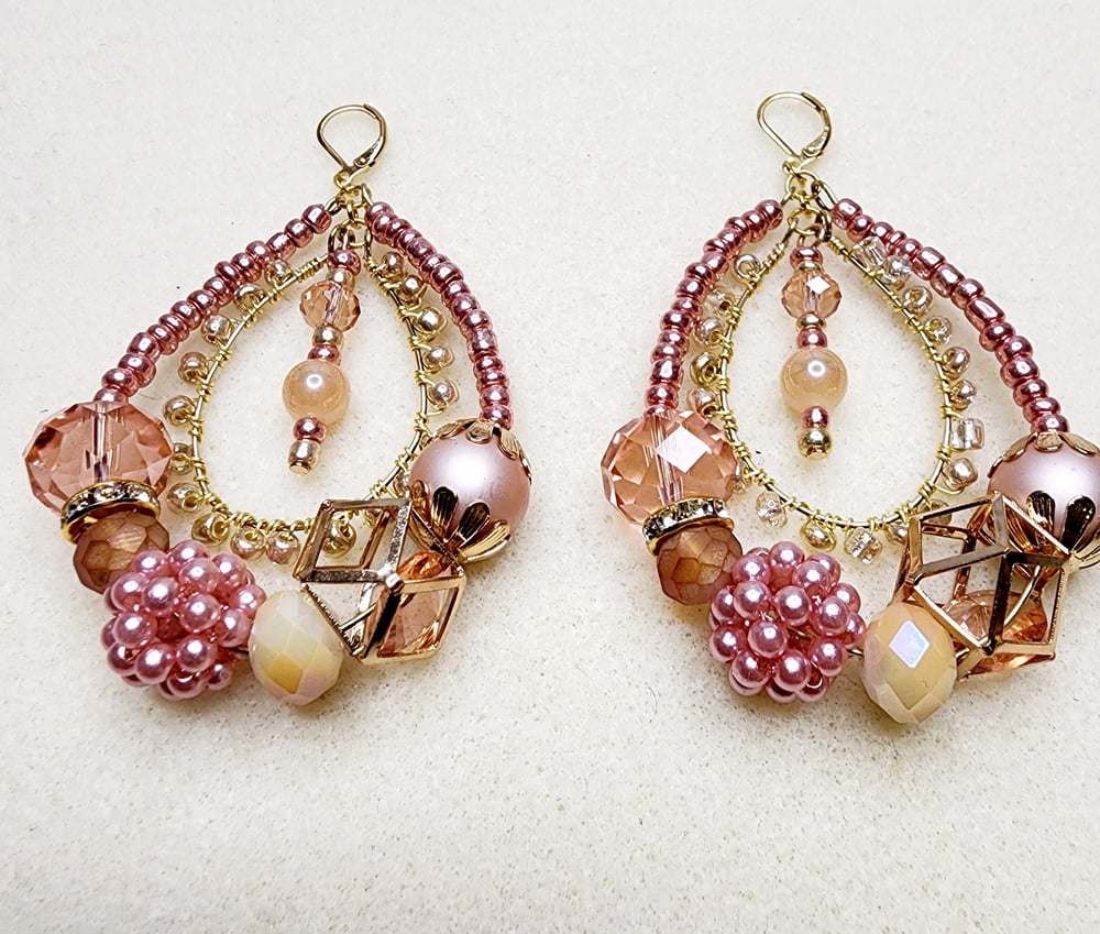 Image of Pink Bling Hoop Earrings 