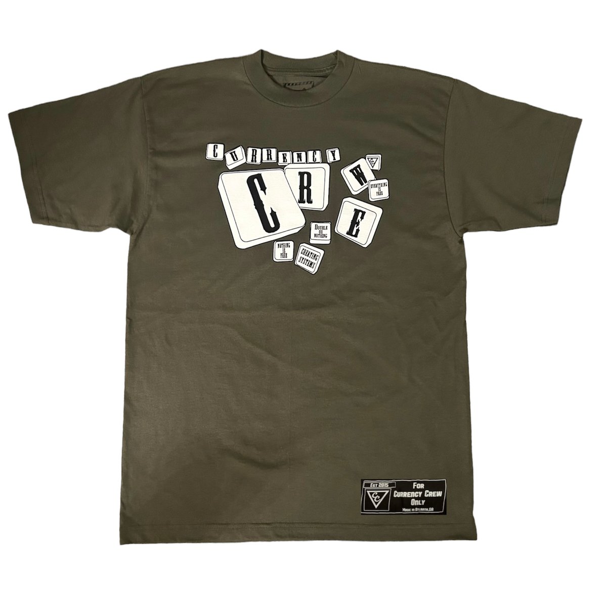 Image of Currency Crew Scrabble Tee Olive