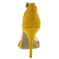 Image 3 of MUSTARD OPEN TOE ANKLE STRAP STILETTO HEELS