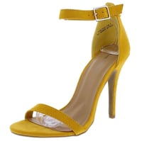 Image 2 of MUSTARD OPEN TOE ANKLE STRAP STILETTO HEELS