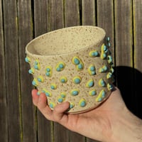 Image 3 of Yellow/Blue Speckled Amoeba Planter