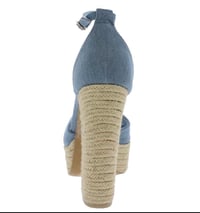 Image 3 of BLUE DENIM PEEP TOE ANKLE STRAP PLATFORM ESPADRILLE HERLS