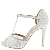 Image 1 of IVORY LACE PEEP TOE T STRAP STILETTO HEELS