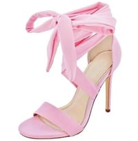 LILIANA BABY PINK TIE-UP SANDAL HEELS
