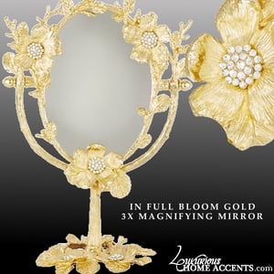 Image of In Full Bloom Gold Magnifying Mirror