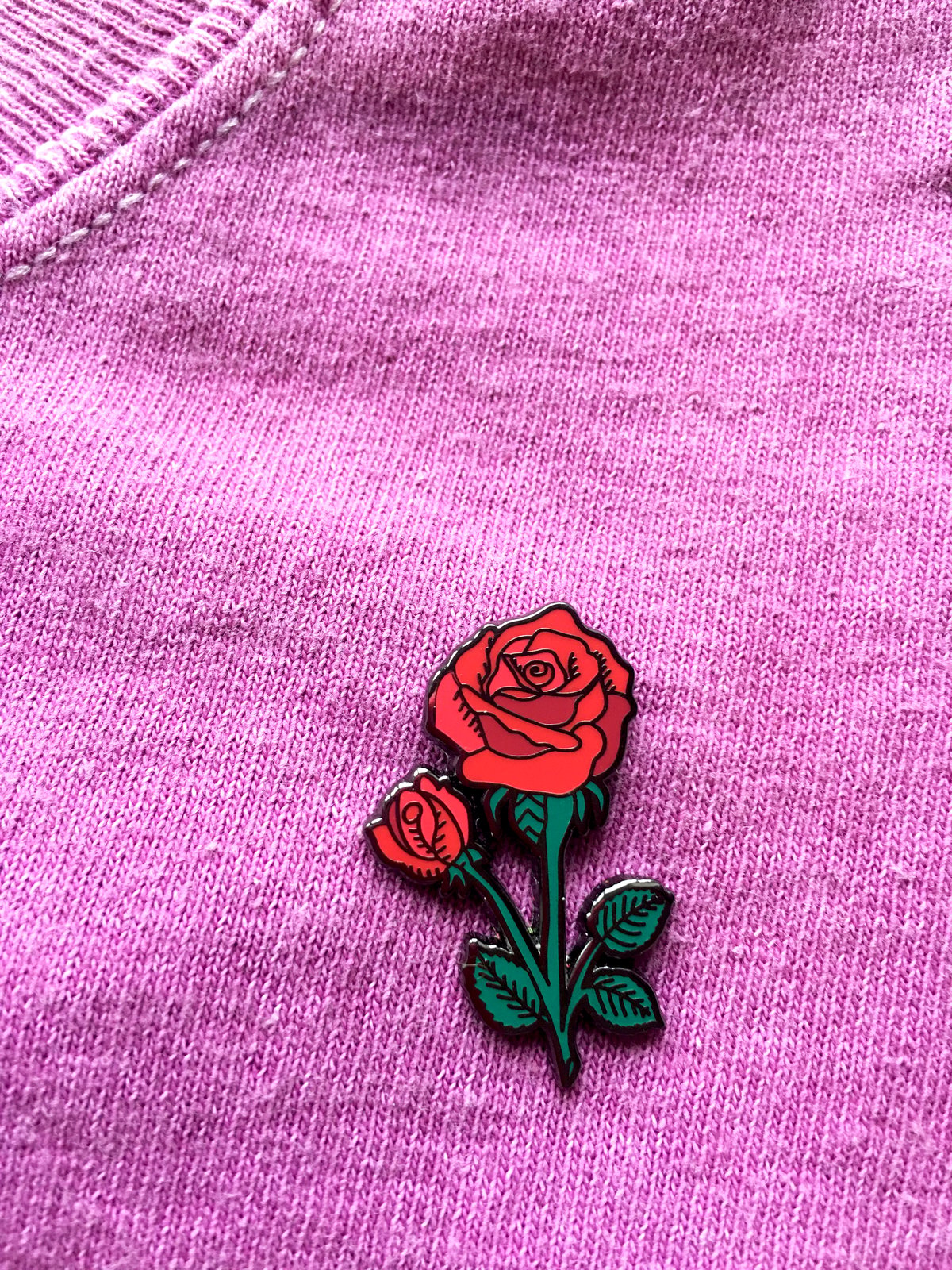 *NEW* Red Rose Pin with Green Stem 