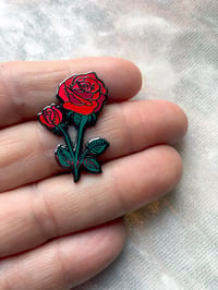 Image 2 of *NEW* Red Rose Pin with Green Stem 