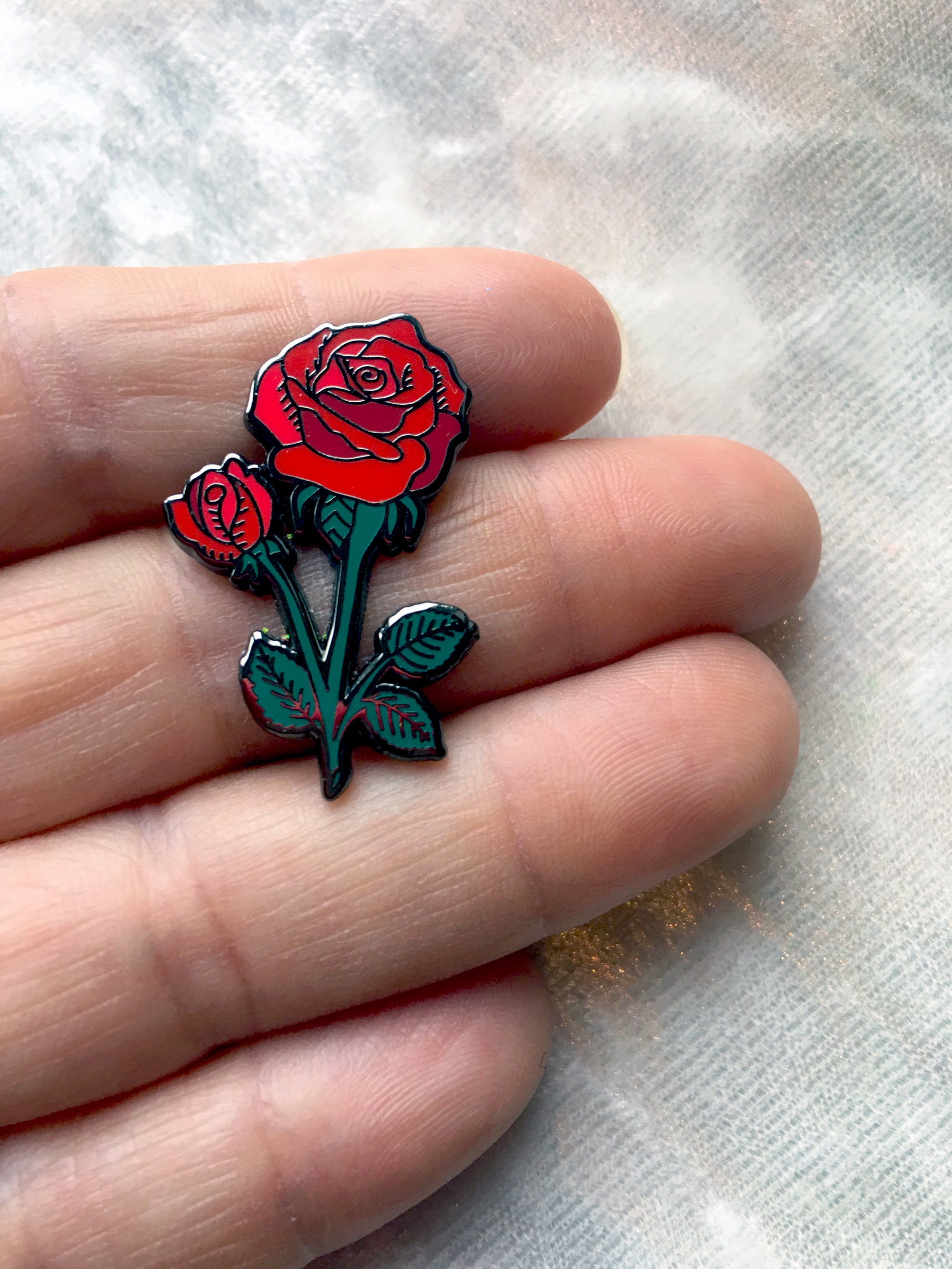 *NEW* Red Rose Pin with Green Stem | Rosie Wonders