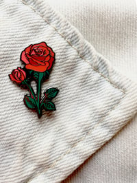 Image 5 of *NEW* Red Rose Pin with Green Stem 