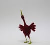 Red needle felted quirky bird sculpture