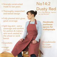 Image 2 of NEW! Potters/Artists Apron, Split Leg, Canvas Pleated Pinafore Tie Apron Dusty Red Terracotta No14:2