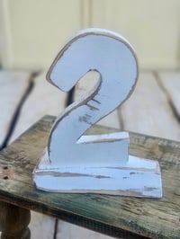 Image 1 of Handmade wooden number TWO  white 23cm