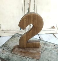 Image 1 of Handmade wooden number TWO rustic  23cm