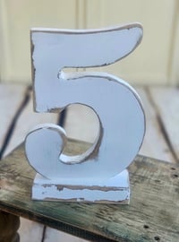 Handmade wooden number 5 WHITE -1