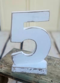 Handmade wooden number 5 WHITE -2