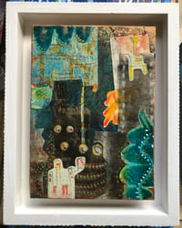 Reaching Out : Abstract Narrative Collage on panel 