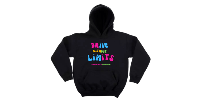 HIGHWAY HUSTLIN BLACK HOODIE "COTTONCANDY"