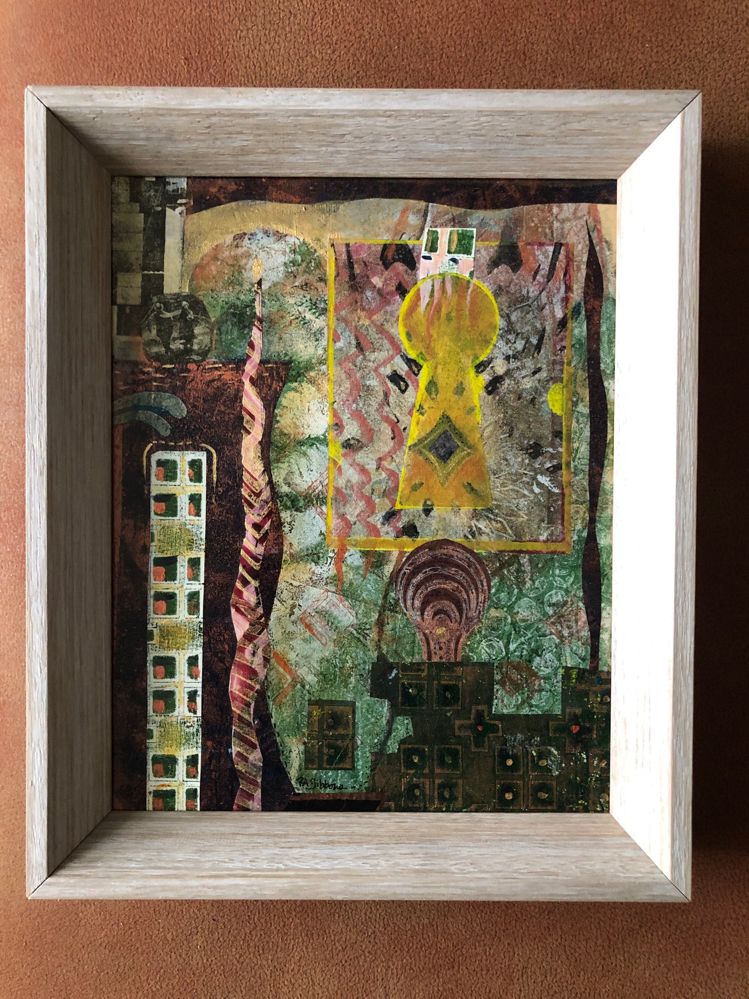 Image of The Great Escape Hand Printed Paper Collage on Canvas Panel