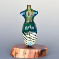 Image 4 of XXXL. Curvy Dark Aquamarine Goddess - Flamework Glass Sculpture Bead 