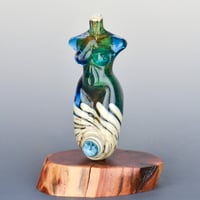 Image 5 of XXXL. Curvy Dark Aquamarine Goddess - Flamework Glass Sculpture Bead 
