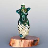 Image 1 of XXXL. Curvy Dark Teal Goddess - Flamework Glass Sculpture
