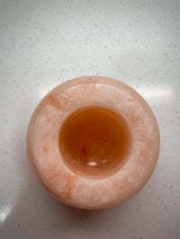 Image 3 of Himalayan Salt Globe Candle Holder + 4 Pure Beeswax Tea Light Candles