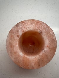 Image 3 of Himalayan Salt Cylinder Candle Holder + 4 Pure Beeswax Tea Light Candles